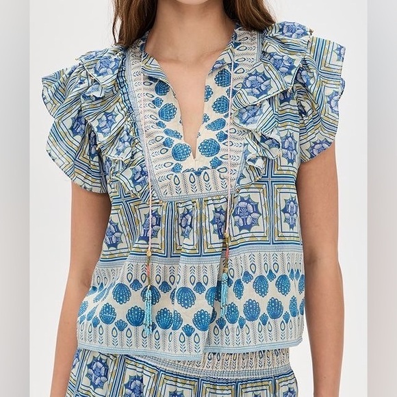 Bell By Alicia Bell Tops - NWT_Bell Kiara Short Sleeve Top in Blue with beaded tassels size S